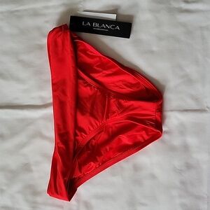 La Blanca Women's Island Goddess Shirred Band Hipster Bottom - Red- Size…